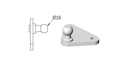 Technical drawing - Endfitting - Brackets ball